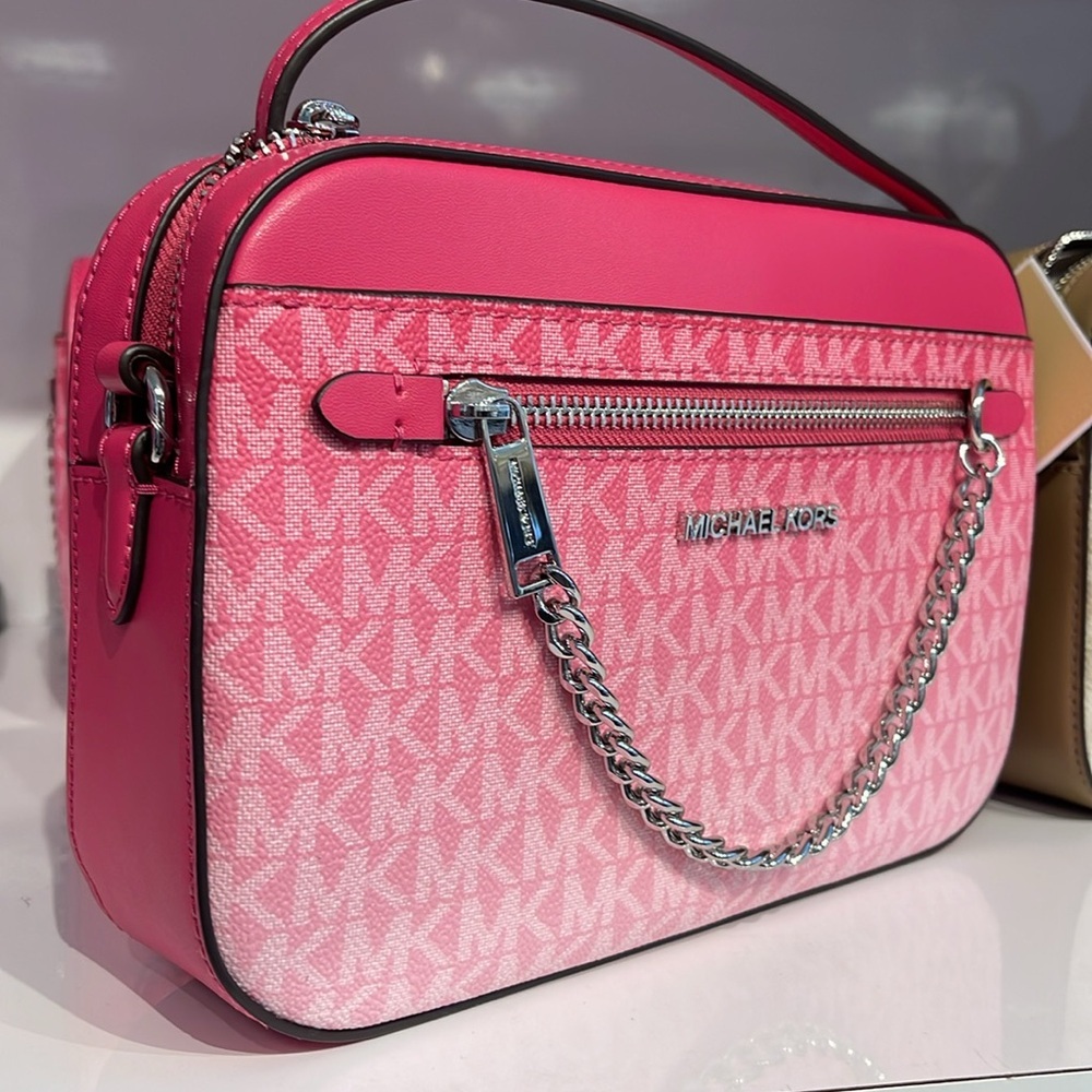 Michael Kors Jet Set Item Large Ombré EW Signature ZP Chain XBody Logo Crossbody - Picture 2 of 14